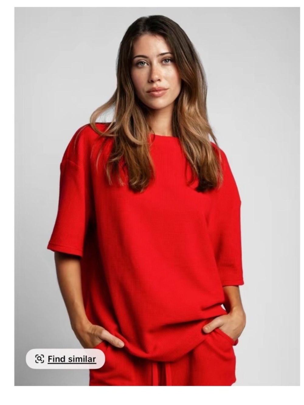 Comfrt waffle knit short sleeve lounge shirt red Unisex NEW small